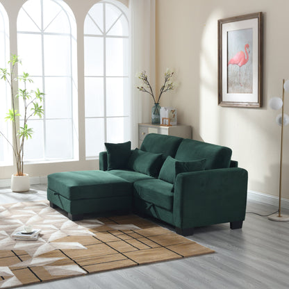 Canapé moderne rembourré en forme de L, canapé modulaire 2 places en velours 86,61 avec rangements pour salon et appartement