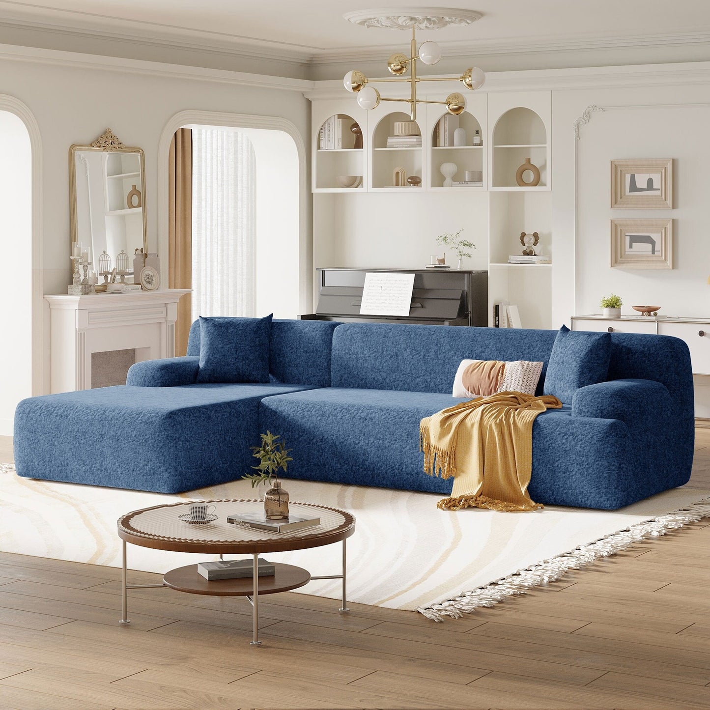 Canapé sectionnel moderne en forme de L, 2 pièces, avec assise profonde, idéal pour le salon