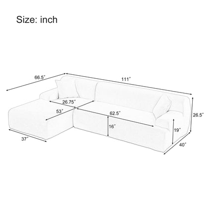 Canapé sectionnel moderne en forme de L, 2 pièces, avec assise profonde, idéal pour le salon