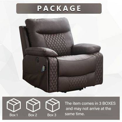 Fauteuil de massage chauffant et inclinable en cuir moderne pour personnes âgées