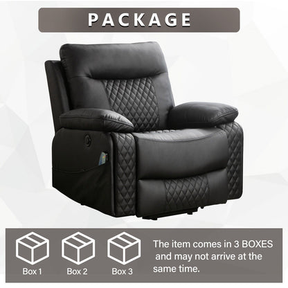 Fauteuil de massage chauffant et inclinable en cuir moderne pour personnes âgées