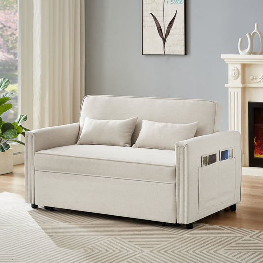 Canapé-lit convertible en lin avec dossier réglable - 38,60 x 54,00 x 31,90