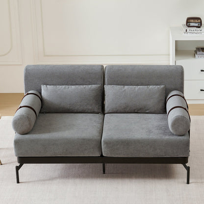 Canapé causeuse moderne avec ports USB flexibles et accoudoirs cylindriques uniques