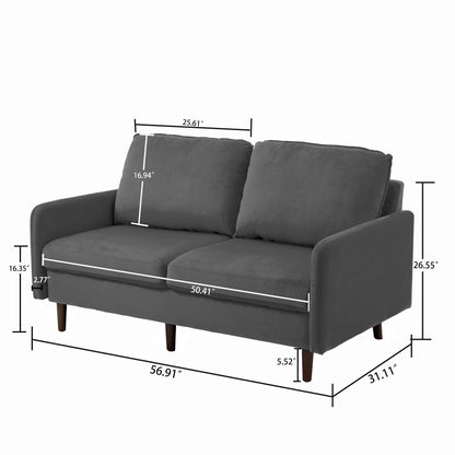 Canapé causeuse moderne en velours avec pieds en bois