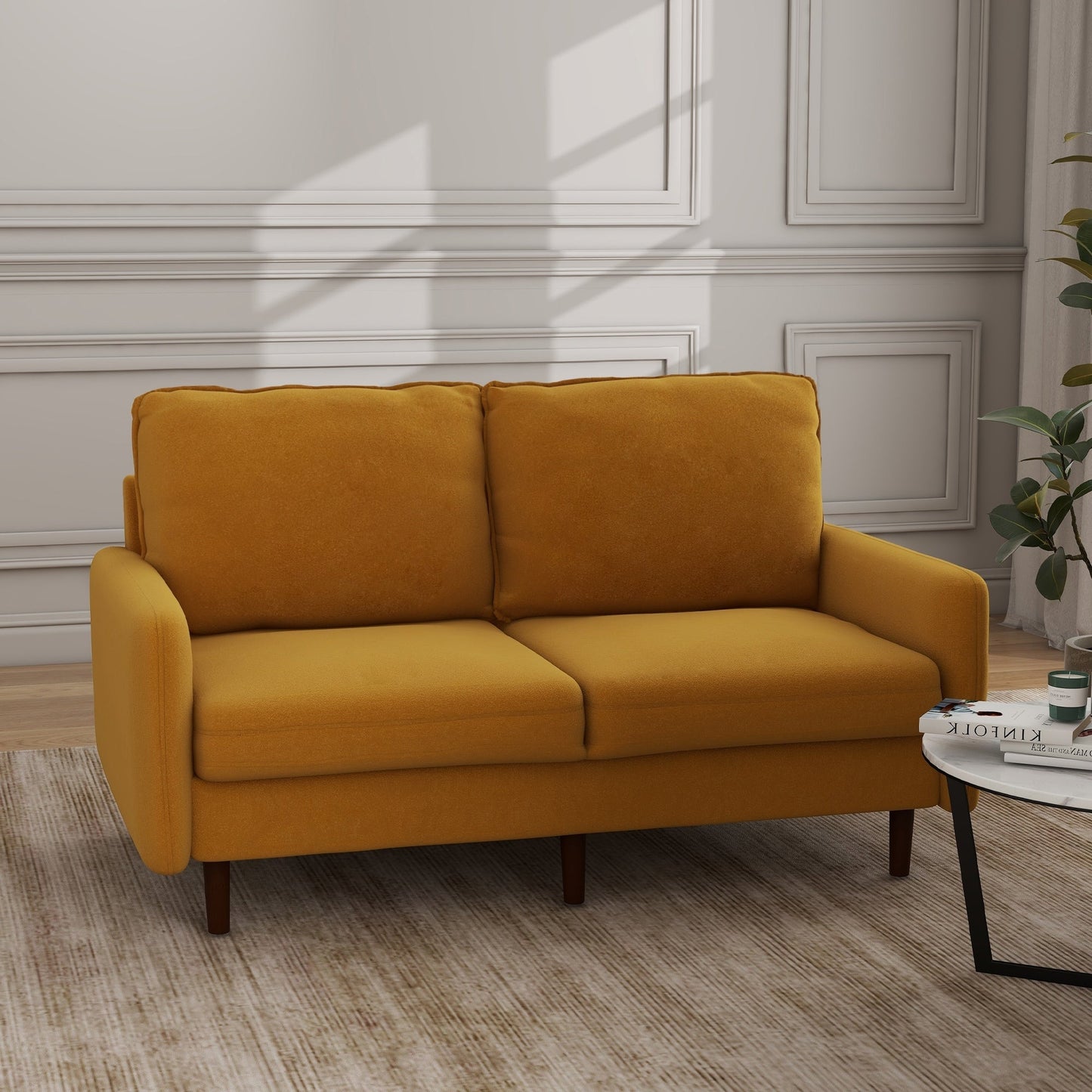 Canapé causeuse moderne en velours avec pieds en bois