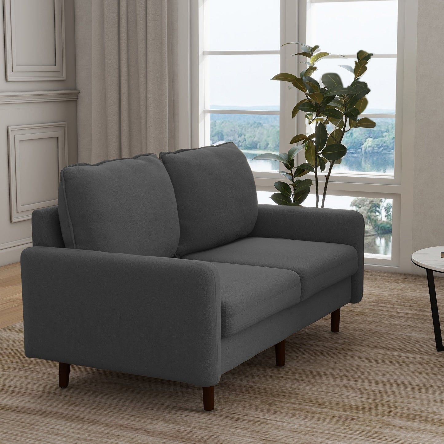Canapé causeuse moderne en velours avec pieds en bois