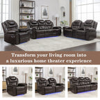 Fauteuil inclinable manuel moderne pour home cinéma avec bande lumineuse LED, dossier réglable et repose-pieds pour salon ou chambre