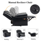 Fauteuil inclinable manuel moderne pour home cinéma avec bande lumineuse LED, dossier réglable et repose-pieds pour salon ou chambre