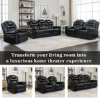 Fauteuil inclinable manuel moderne pour home cinéma avec bande lumineuse LED, dossier réglable et repose-pieds pour salon ou chambre