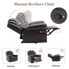 Fauteuil inclinable manuel moderne pour home cinéma avec bande lumineuse LED, dossier réglable et repose-pieds pour salon ou chambre