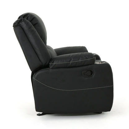 Fauteuil inclinable manuel moderne avec cuir synthétique moelleux, porte-gobelets en acier intégrés et inclinaison réglable