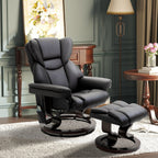 Fauteuil de massage inclinable moderne réglable en cuir PU, pivotant à 360°, avec repose-pieds et télécommande