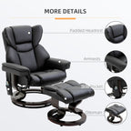 Fauteuil de massage inclinable moderne réglable en cuir PU, pivotant à 360°, avec repose-pieds et télécommande