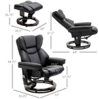 Fauteuil de massage inclinable moderne réglable en cuir PU, pivotant à 360°, avec repose-pieds et télécommande