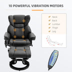 Fauteuil de massage inclinable moderne réglable en cuir PU, pivotant à 360°, avec repose-pieds et télécommande