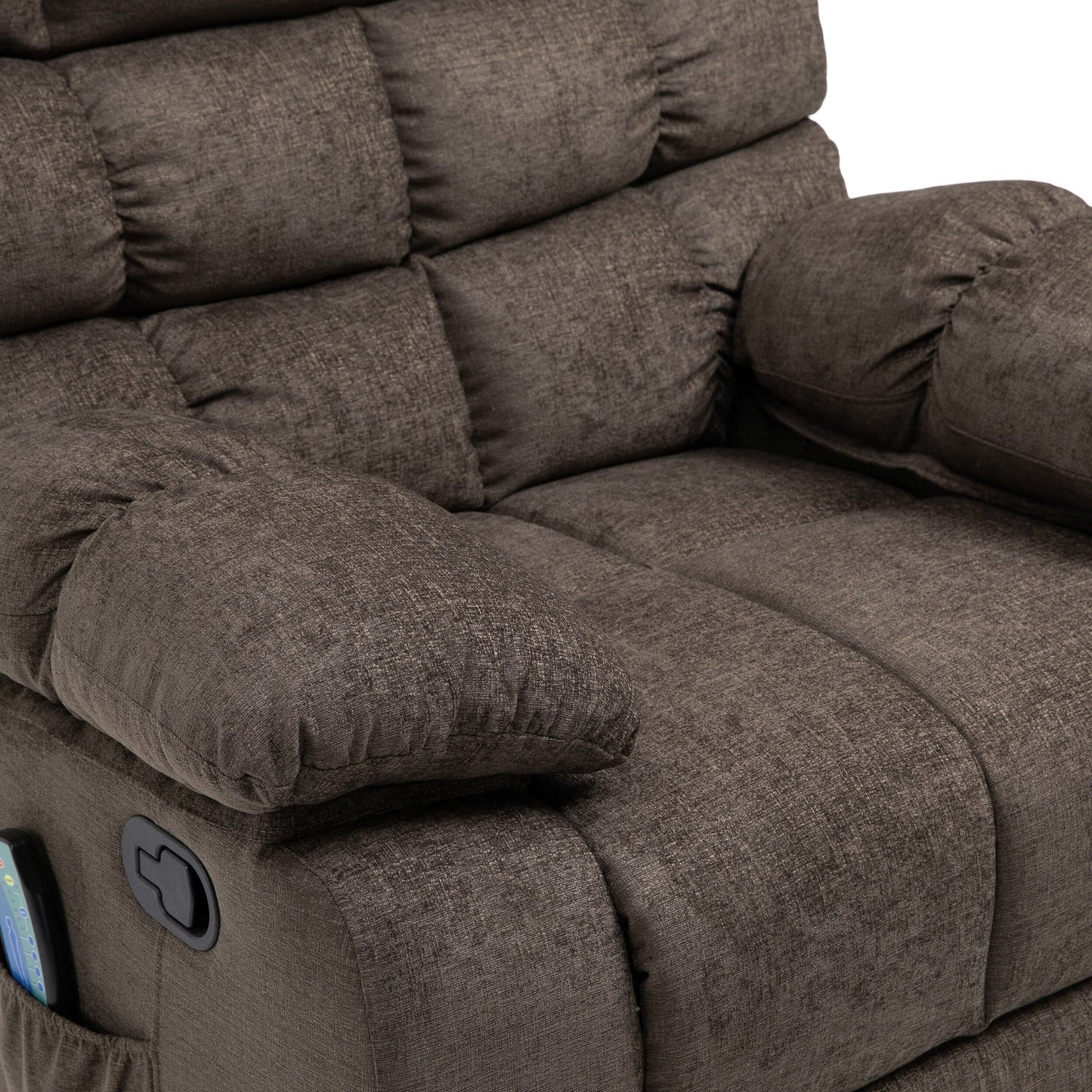 Fauteuil de massage inclinable moderne avec coussins capitonnés et inclinaison manuelle