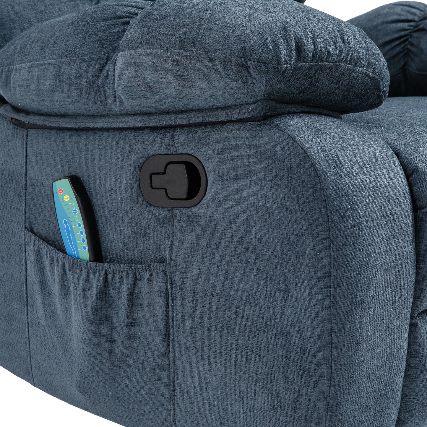 Fauteuil de massage inclinable moderne avec coussin capitonné, 5 modes, télécommande et inclinaison manuelle
