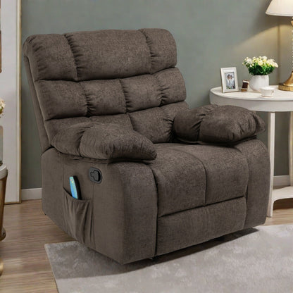 Fauteuil de massage inclinable moderne avec coussin capitonné, 5 modes, télécommande et inclinaison manuelle