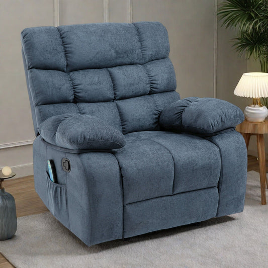 Fauteuil de massage inclinable moderne avec coussin capitonné, 5 modes, télécommande et inclinaison manuelle