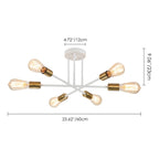 Plafonnier semi-encastré moderne en métal Sputnik de 6 lumières, 23,62 po