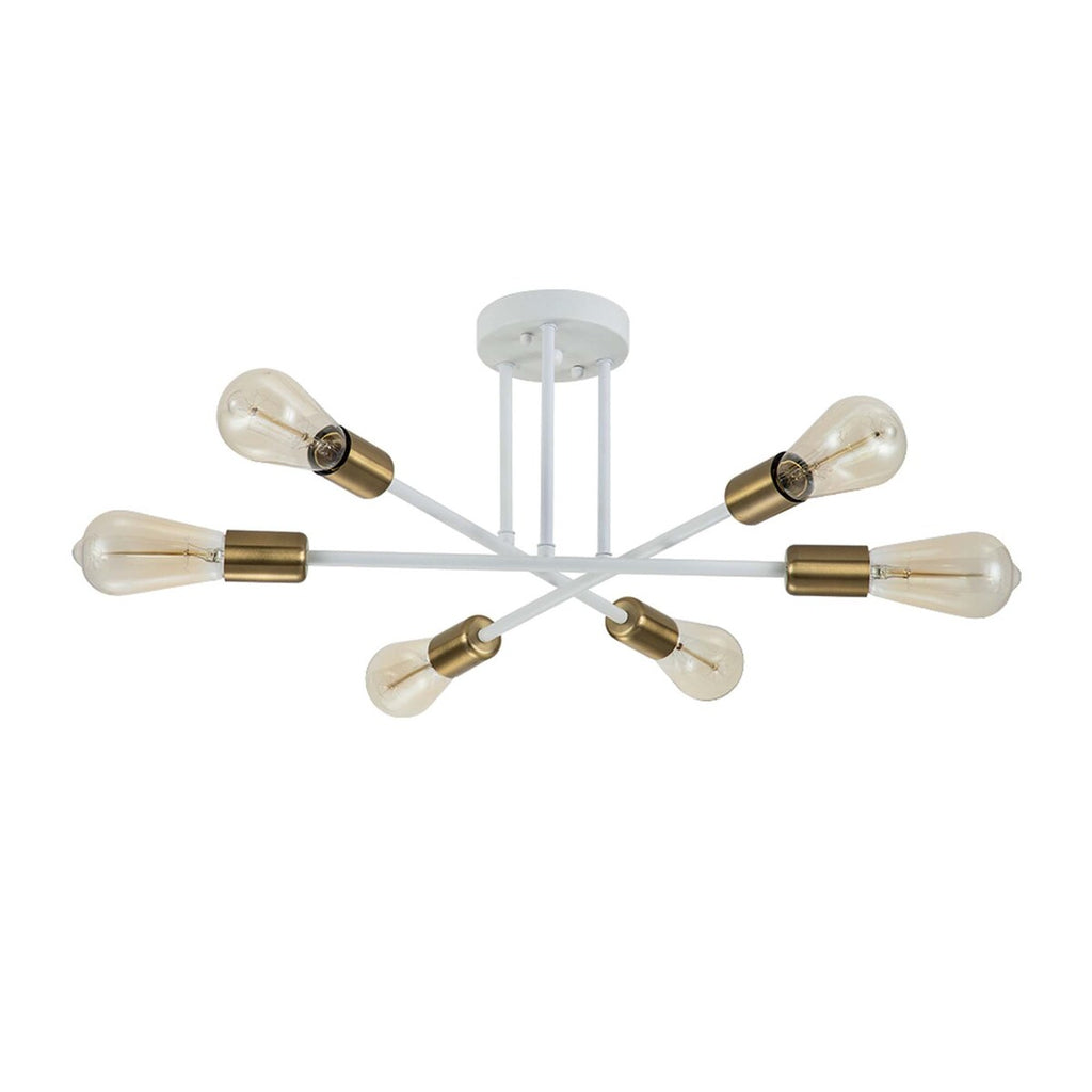 Plafonnier semi-encastré moderne en métal Sputnik de 6 lumières, 23,62 po