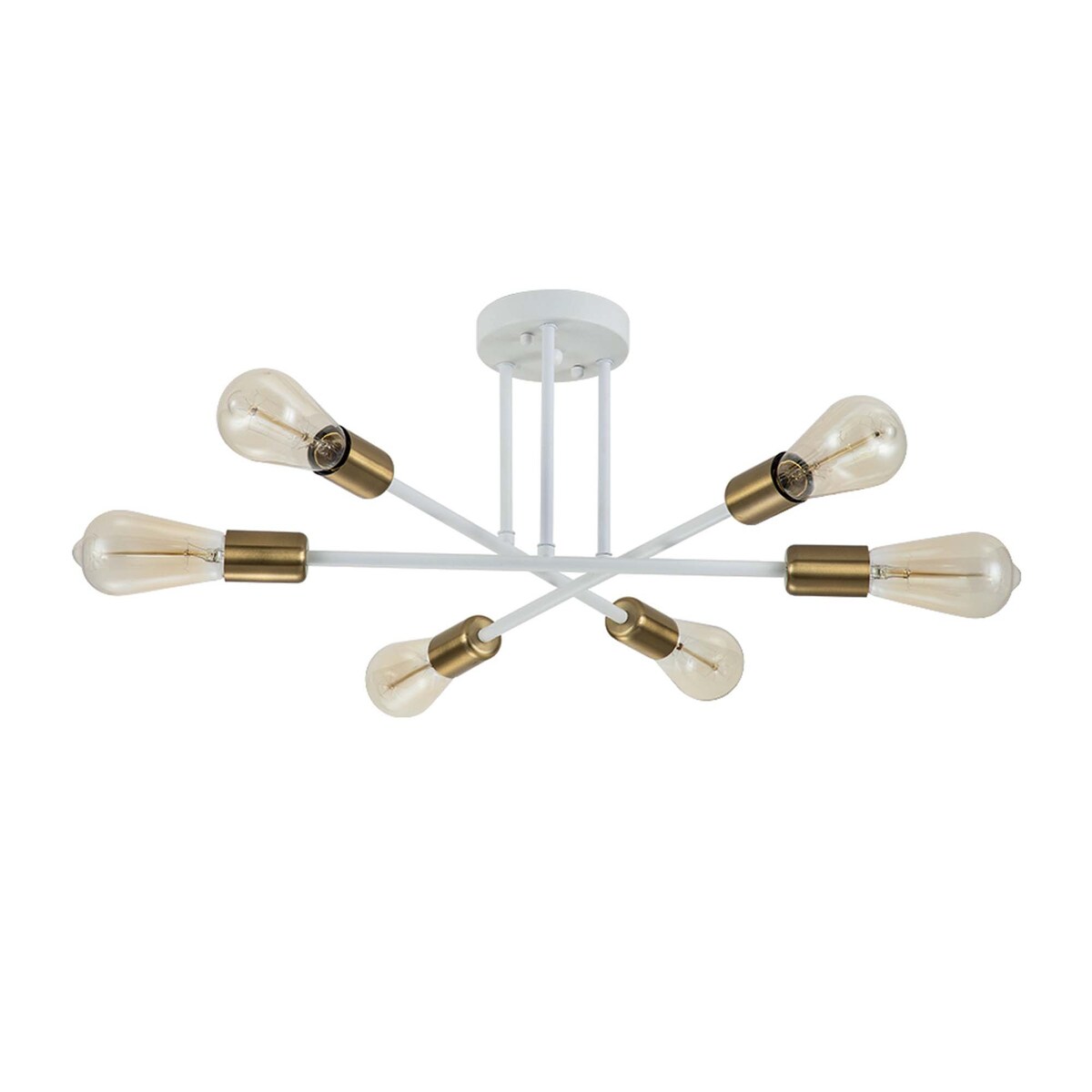 Plafonnier semi-encastré moderne en métal Sputnik de 6 lumières, 23,62 po