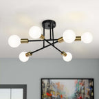 Plafonnier semi-encastré moderne en métal Sputnik de 6 lumières, 23,62 po