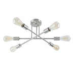 Plafonnier semi-encastré moderne en métal Sputnik de 6 lumières, 23,62 po