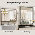 Miroir de salle de bain mural moderne avec cadre en métal et garantie de 5 ans