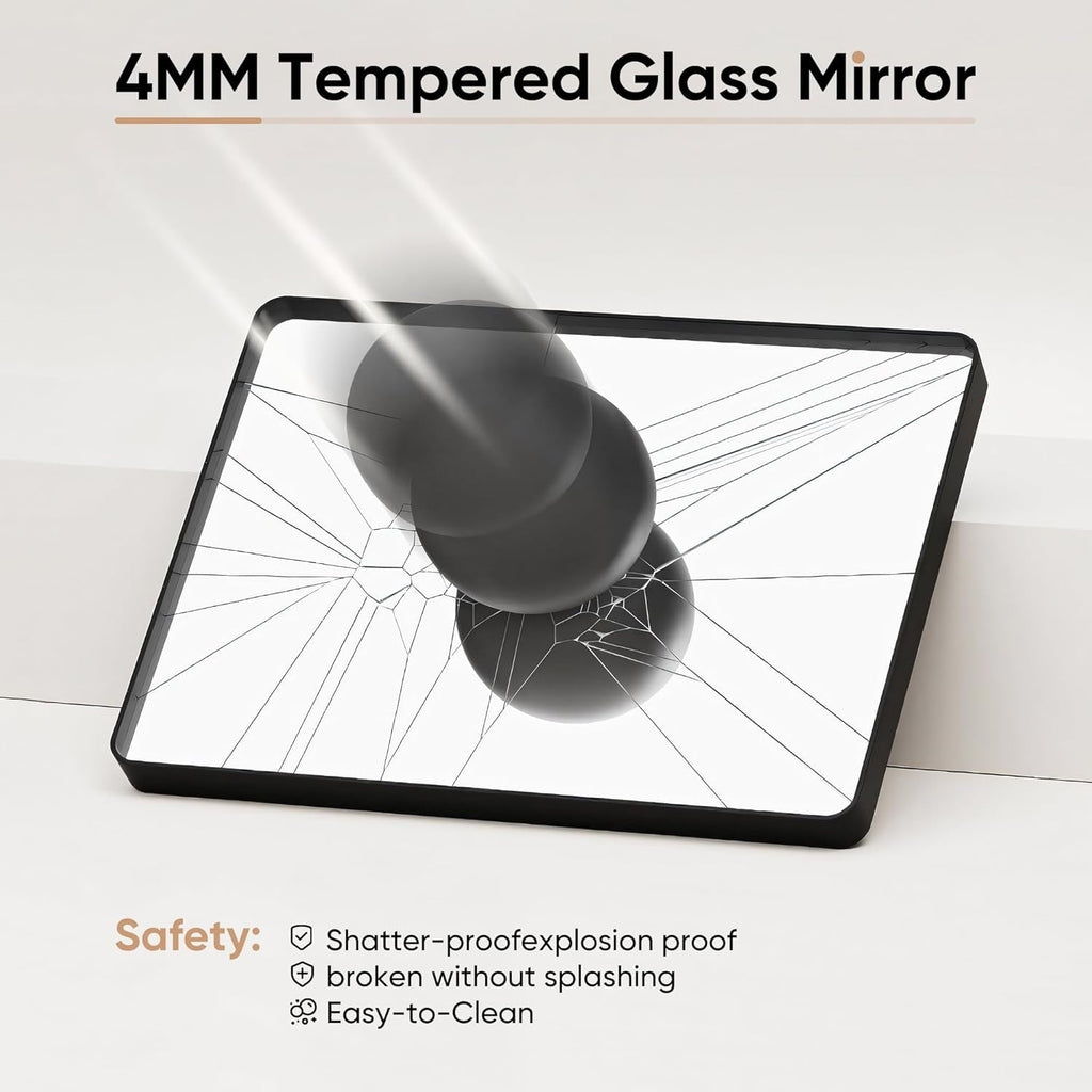 Miroir de salle de bain mural moderne avec cadre en métal et garantie de 5 ans