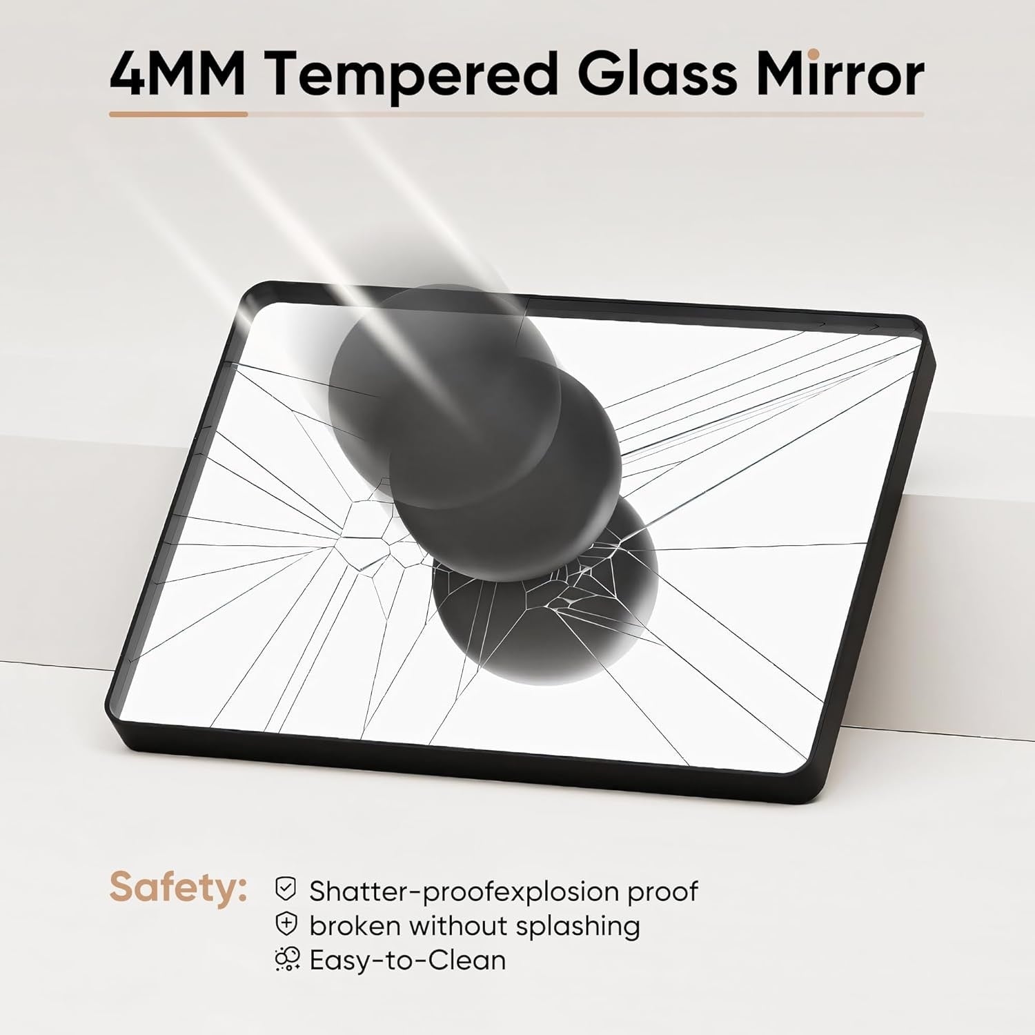 Miroir de salle de bain mural moderne avec cadre en métal et garantie de 5 ans