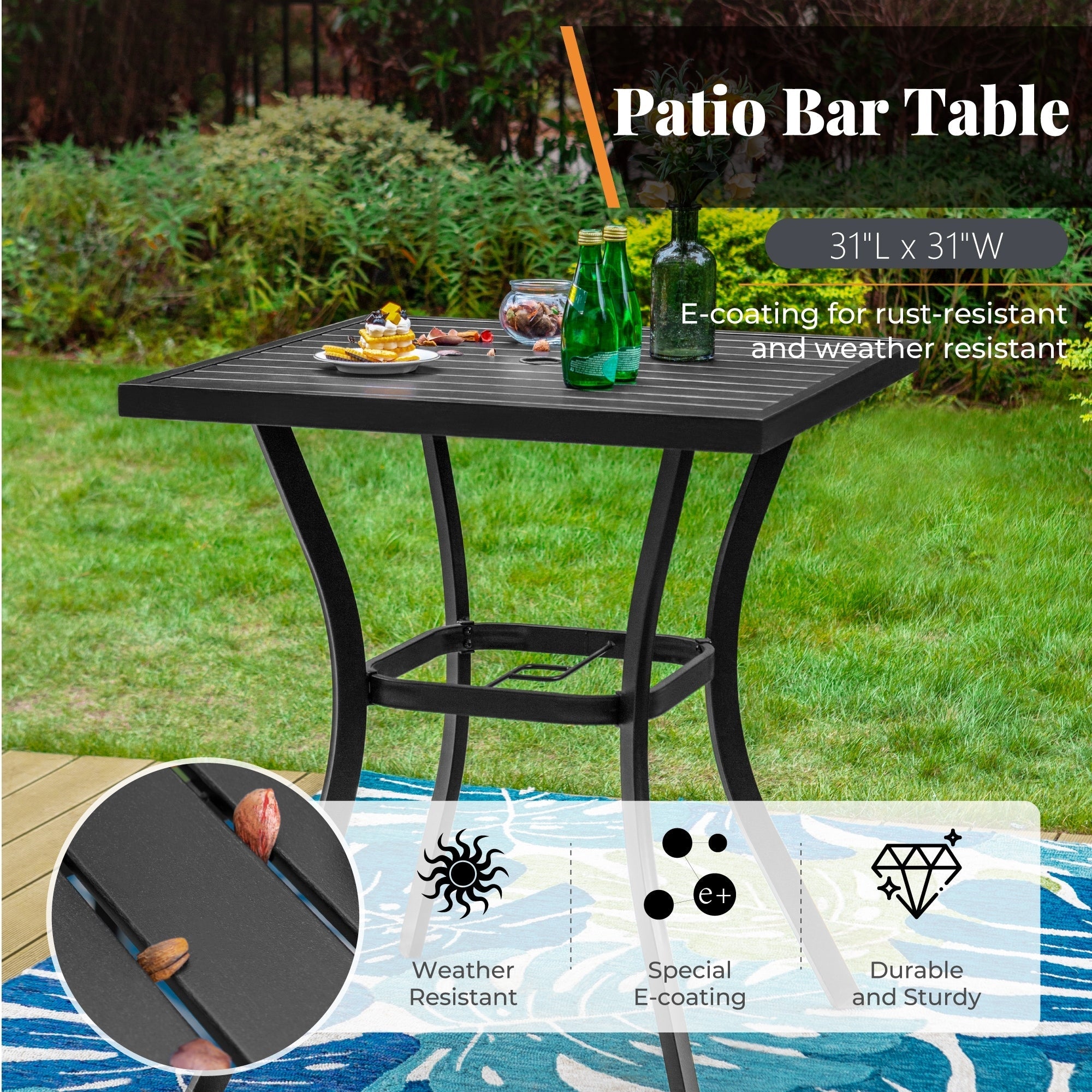 Ensemble de bar de patio moderne en métal MAISON?ARTS avec tabourets pivotants rembourrés