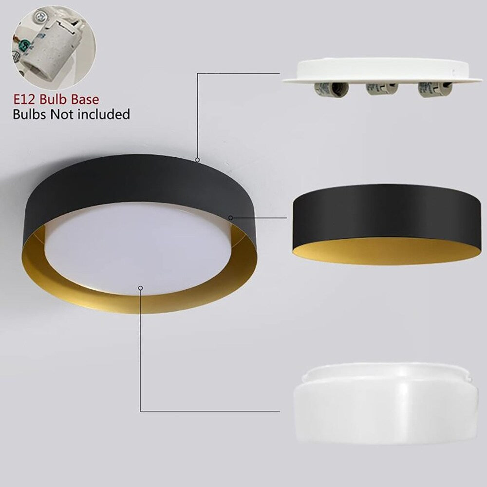 Plafonnier encastré moderne et minimaliste à 2, 3 ou 5 lumières avec abat-jour en métal