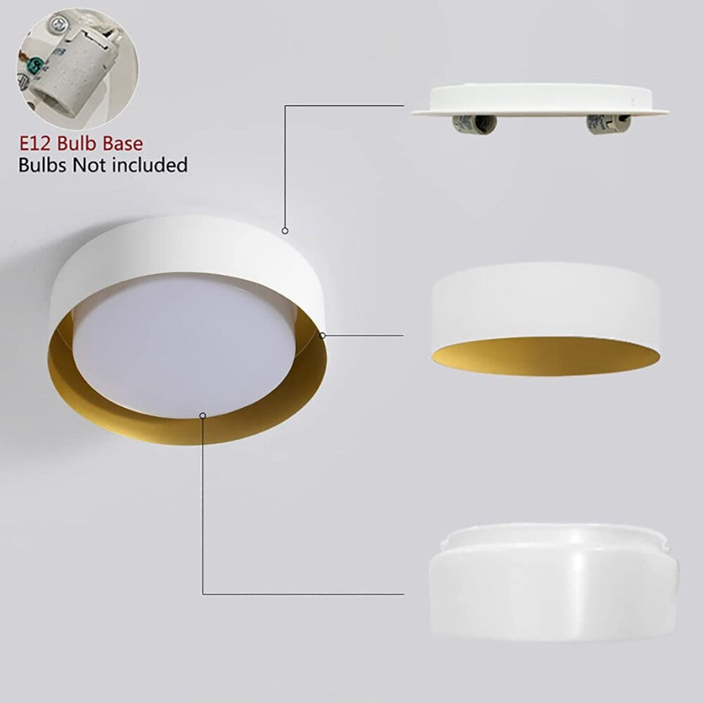 Plafonnier encastré moderne et minimaliste à 2, 3 ou 5 lumières avec abat-jour en métal