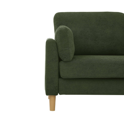 Canapé 2 places minimaliste moderne avec pieds en bois robustes, dossier moelleux et coussins d'accoudoirs