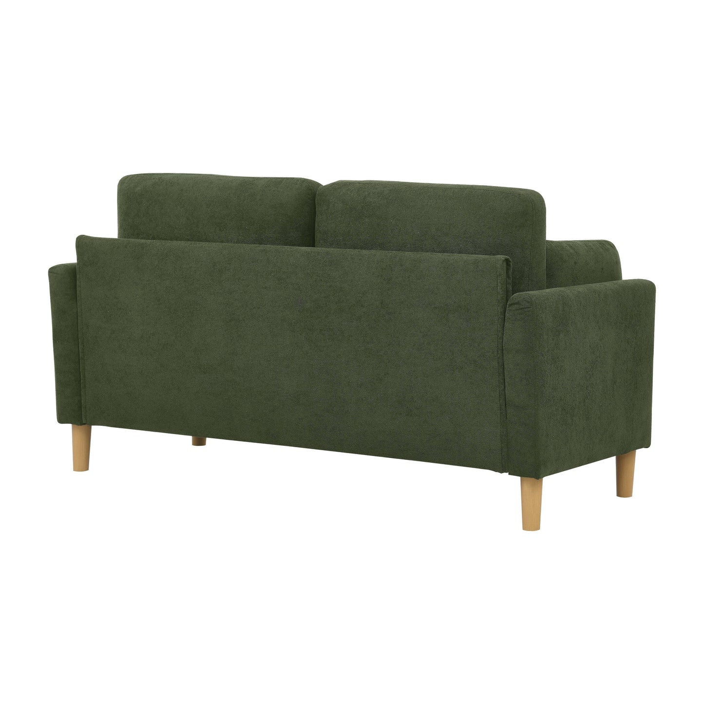 Canapé 2 places minimaliste moderne avec pieds en bois robustes, dossier moelleux et coussins d'accoudoirs