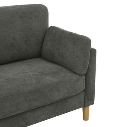 Canapé 2 places minimaliste moderne avec pieds en bois robustes, dossier moelleux et coussins d'accoudoirs