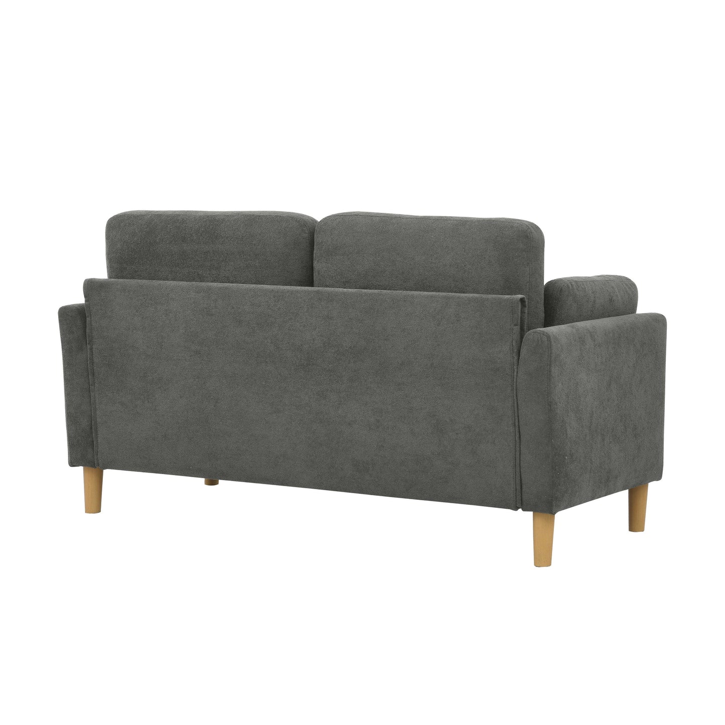 Canapé 2 places minimaliste moderne avec pieds en bois robustes, dossier moelleux et coussins d'accoudoirs