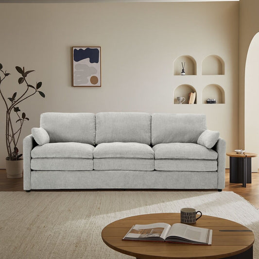 Canapé de salon moderne et minimaliste en tissu chenille rembourré