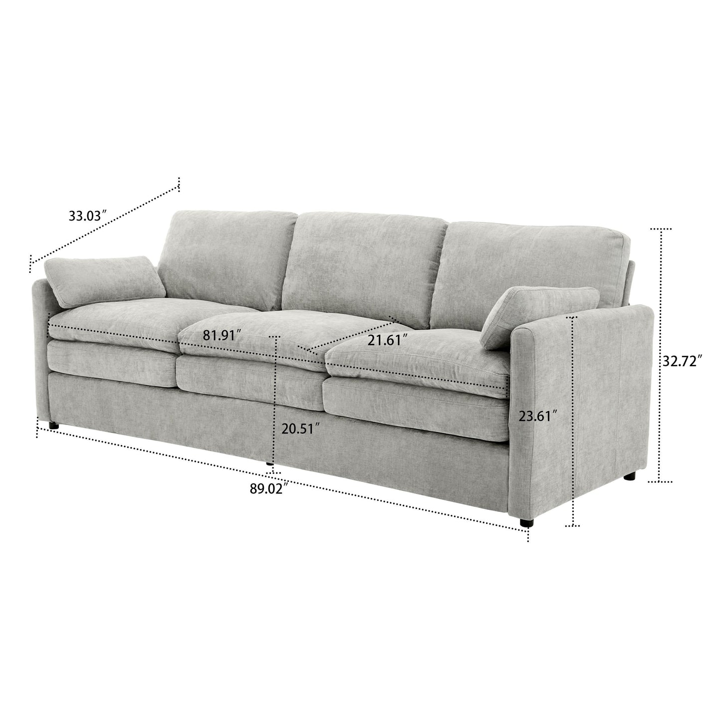 Canapé de salon moderne et minimaliste en tissu chenille rembourré