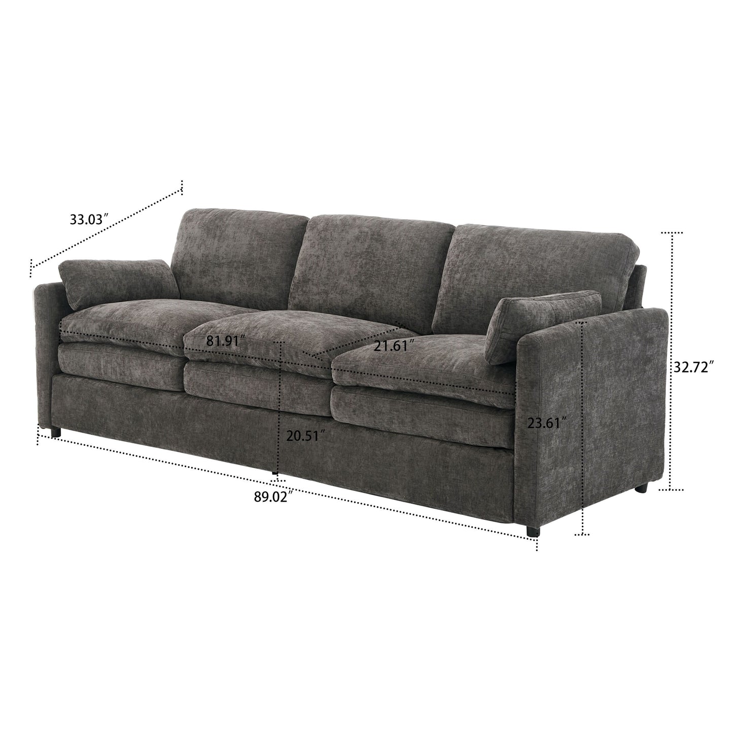Canapé de salon moderne et minimaliste en tissu chenille rembourré