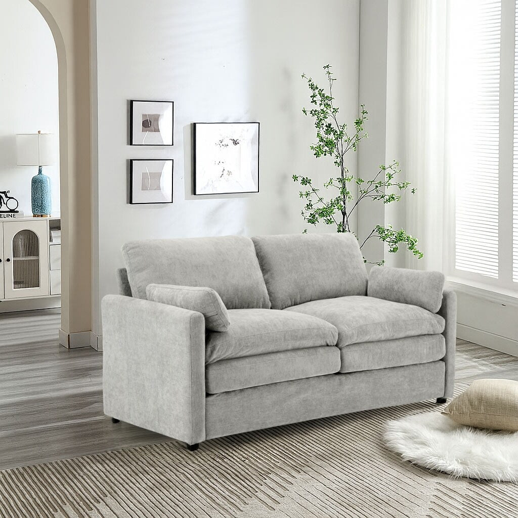 Canapé de salon moderne et minimaliste en tissu chenille rembourré