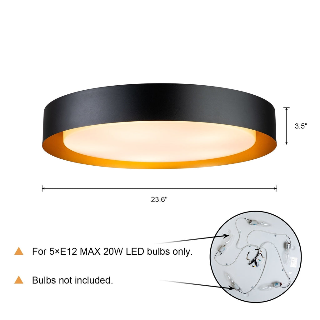 Plafonnier encastré moderne et minimaliste à 2, 3 ou 5 lumières avec abat-jour en métal