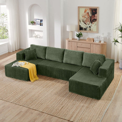 Canapé sectionnel modulaire en velours côtelé en forme de U, minimaliste et moderne - Canapé-lit compact et peu encombrant pour le salon et la chambre