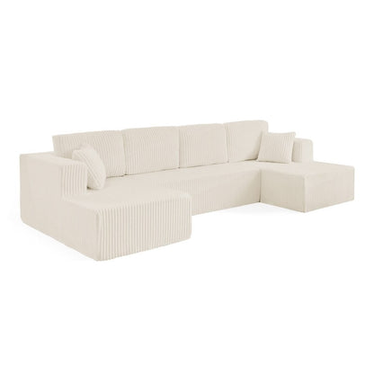 Canapé sectionnel modulaire en velours côtelé en forme de U, minimaliste et moderne - Canapé-lit compact et peu encombrant pour le salon et la chambre