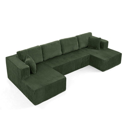 Canapé sectionnel modulaire en velours côtelé en forme de U, minimaliste et moderne - Canapé-lit compact et peu encombrant pour le salon et la chambre