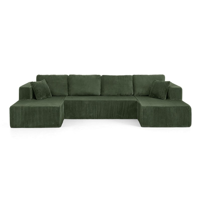 Canapé sectionnel modulaire en velours côtelé en forme de U, minimaliste et moderne - Canapé-lit compact et peu encombrant pour le salon et la chambre