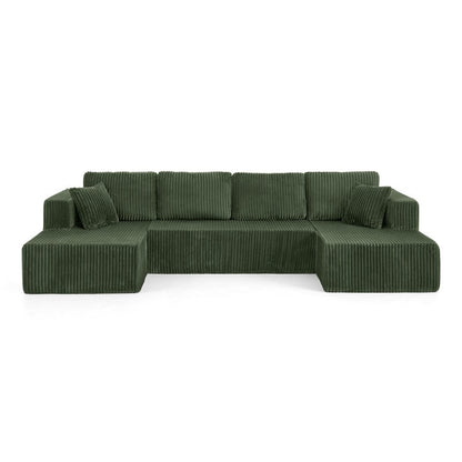 Canapé sectionnel modulaire en velours côtelé en forme de U, minimaliste et moderne - Canapé-lit compact et peu encombrant pour le salon et la chambre