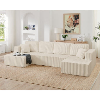 Canapé sectionnel modulaire en velours côtelé en forme de U, minimaliste et moderne - Canapé-lit compact et peu encombrant pour le salon et la chambre