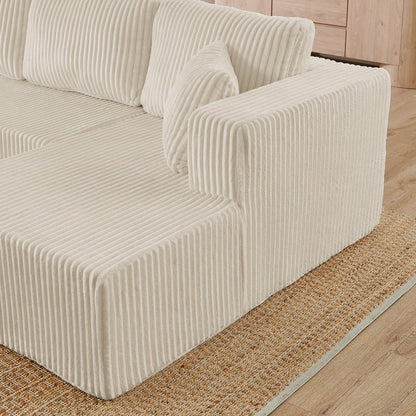 Canapé sectionnel modulaire en velours côtelé en forme de U, minimaliste et moderne - Canapé-lit compact et peu encombrant pour le salon et la chambre